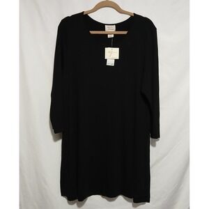Andrea Jovine Knit Dress‎ Casual Long Sleeve Black Tunic Dress XL